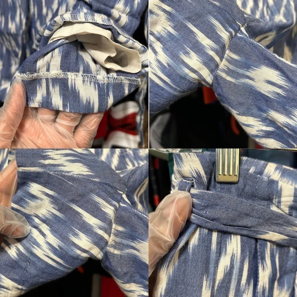 Tommy Hilfiger Beachy Blue and White Belted Bermuda Shorts Size 8 - 
